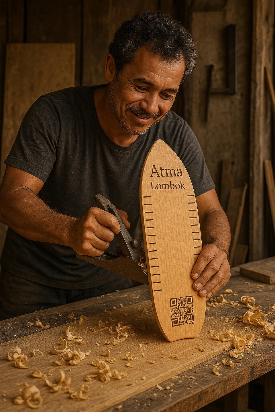 Wood craftsman shaping a board