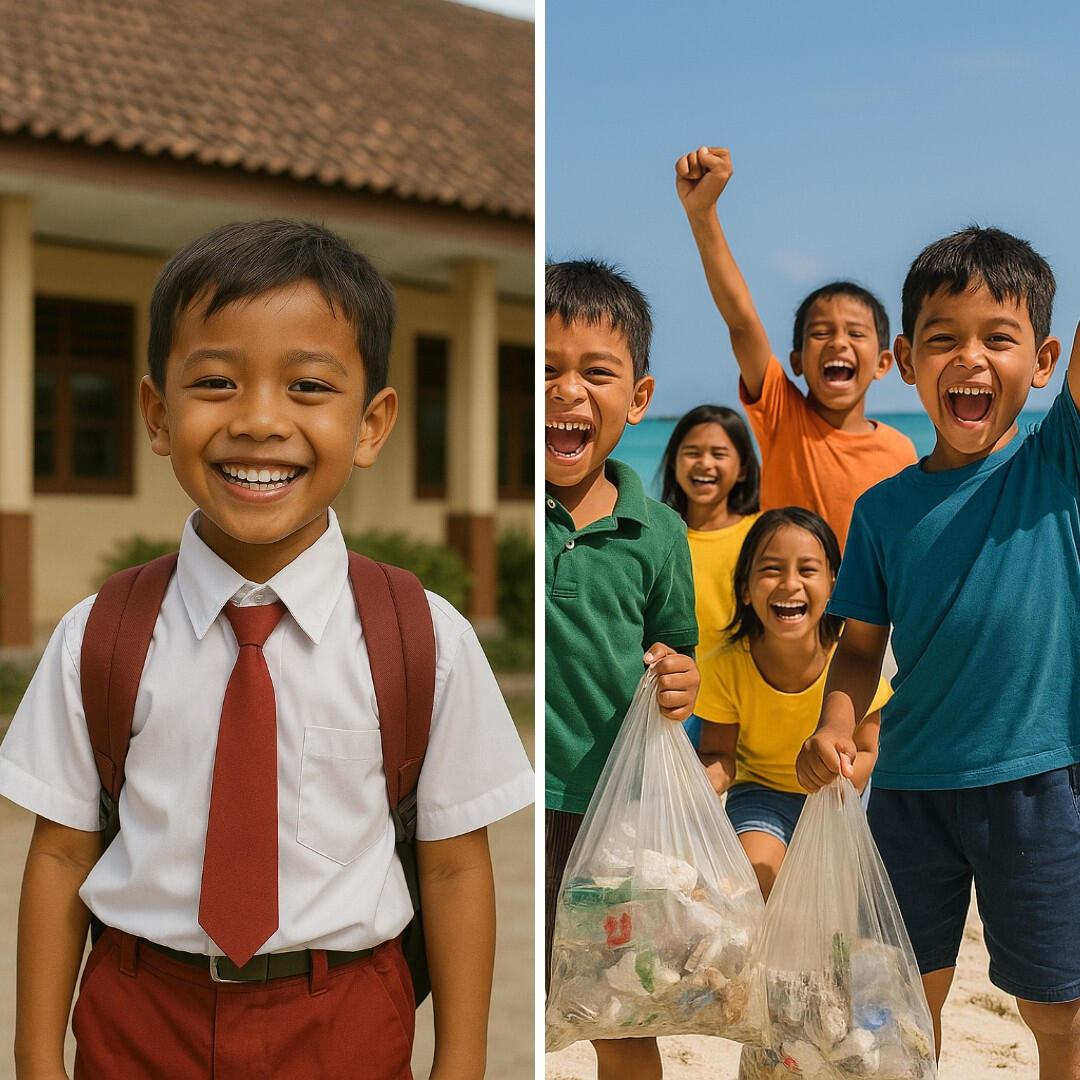 Smiling children and solidarity initiatives